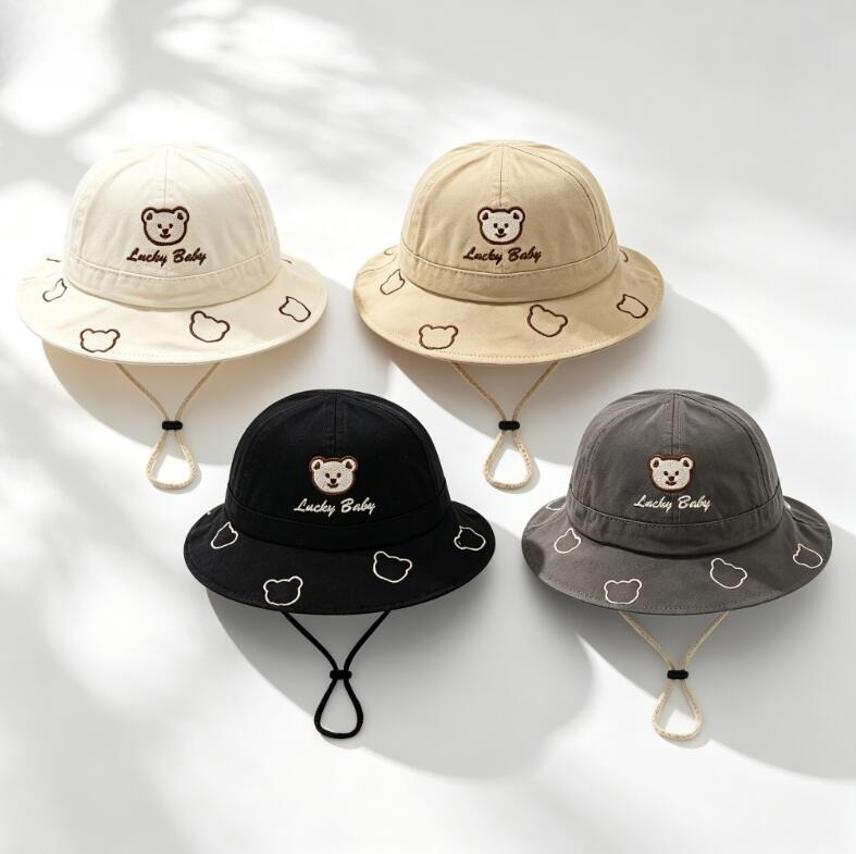 Bucket Hat Cotton - قبعة صياد للأطفال بتصميم دب كرتوني