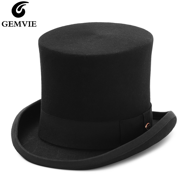 Fedora Hat Wool - GEMVIE 17 سنتيمتر 100% ورأى الصوف