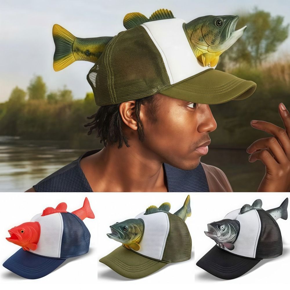 قبعة بيسبول مضحكة بتصميم سمكة  - مراجعة Trucker Cap Mesh وسعره